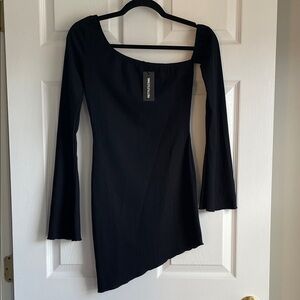 Pretty Little Thing Black Asymmetrical Dress NWT